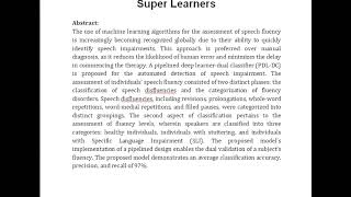 Disfluency Assessment Using Deep Super Learners [upl. by Tillo]