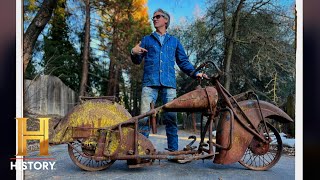 American Pickers Mike Buys a Banged Up 1941 Indian Four Season 24 [upl. by Eerak]