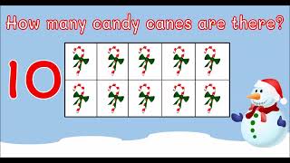 Candy Cane Counting Ten Frame  Christmas Counting  Subitize to 10 [upl. by Oiramat]