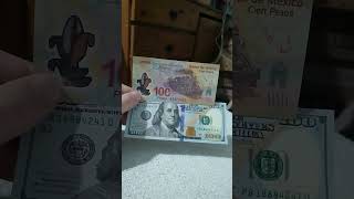 100 Pesos Mexicanos 2010 o 100 Dolares 2017 money mexico usa polimer world currency [upl. by Ajin]