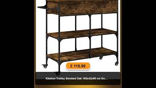 Kitchen Trolley Smoked Oak 105x42x95 cm Engineered Wood [upl. by Tressia]