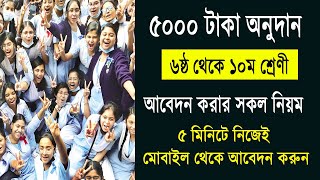 5000 টাকা অনুদান আবেদন করার নিয়ম  Student Scholarship Apply 2024  Onudan 2024 [upl. by Sinnej]