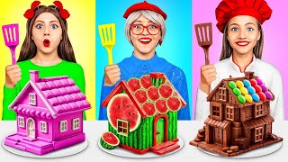 ¡Desafío de cocina entre mi abuela y yo Trucos dulces para decorar pasteles de MEGA GAME [upl. by Tamra]