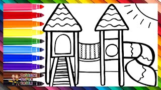 Disegnare e Colorare un Parco Giochi 🛝🌈 Disegni per Bambini [upl. by Hanimay]