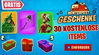 ALLE 30 KOSTENLOSE GESCHENKE Skins Gleiter Emotes  Fornite Winterfest Deutsch [upl. by Parks]