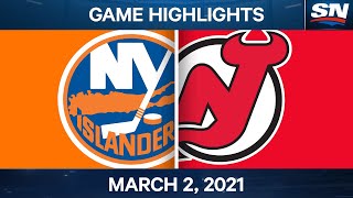 NHL Game Highlights  Islanders vs Devils – March 02 2021 [upl. by Hildebrandt57]