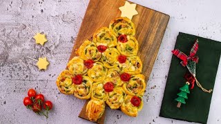 Albero di Natale con girelle di sfoglia l’antipasto salato per stuzzicare i tuoi invitati [upl. by Ailedamla]