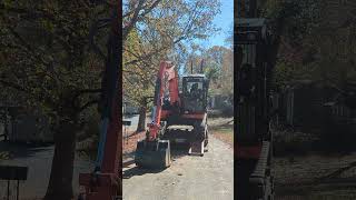 Unloading Kubota KX080 Dawn Redwood Job [upl. by Shewchuk]