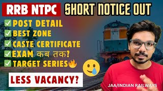 RRB NTPC 2024 Short Notice  Post Wise Details 🔥 [upl. by Leahcin265]