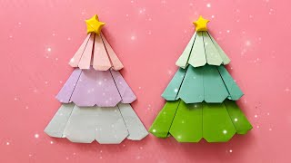 摺紙聖誕節 製作馬卡龍色的聖誕樹  Origami Christmas tree  how to make cute cute things with paper [upl. by Attekal]