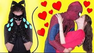 Spiderman Kissing Сatwoman  Love Story  Funny Superhero Movie in Real Life [upl. by Fernanda]