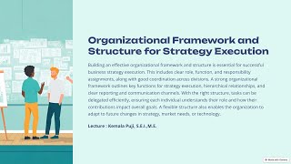 Organizational Framework and Structure for Strategy Execution  Manajemen Strategik [upl. by Lasiaf154]