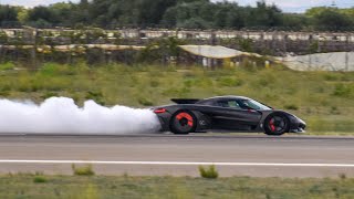 Koenigsegg JESKO ABSOLUT CAUGHT FIRE during the Drag Race  Supercar Owners Circle 2024 Puglia [upl. by Nonnahsed]