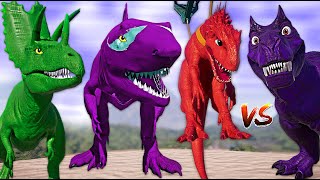 BLUE ULTİMASAURUS VS TREX And CARNOTAURUS Battles Of Colorful Dinosaurs  Jurassic World Evolution [upl. by Josefa266]