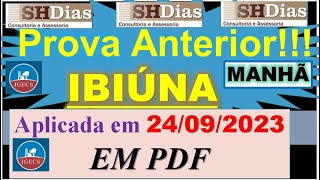 Prova Anterior SHDIAS Prefeitura de Ibiúna SP  Aplicada em 24092023 Prova SHDIAS 2023 Igecs [upl. by Accire]