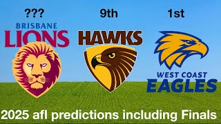 2025 AFL predictions including finals [upl. by Notlimah]