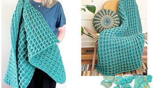 Two Strand Crochet Waffle Stitch Blanket Caron One Pound Easy Repeat [upl. by Alfred]