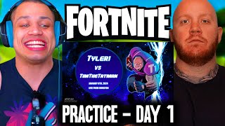 TYLER1 FORTNITE PRACTICE  DAY 1  TYLER1 VS TIMTHETATMAN [upl. by Melleta]