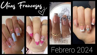 UÑAS FRANCESAS 2024 FEBRERO ♥️uñasdemoda uñasdecoradas acrylicnails diseñosdeuñas uñasfrances [upl. by Jolee]