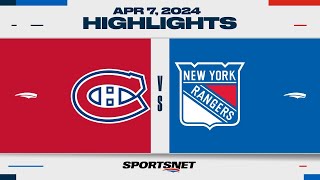 NHL Highlights  Canadiens vs Rangers  April 7 2024 [upl. by Llednohs]