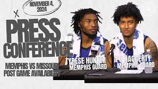 Memphis vs Missouri Post Game Tyrese Hunter and PJ Haggerty [upl. by Elimaj534]