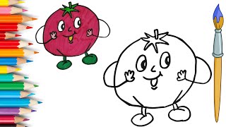 Tomato Drawing  How to draw tomato drawing  Cute amp Easy Tomato drawing step by step for kids [upl. by Uchish58]