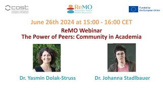 ReMO Webinar  The Power of Peers Community in Academia [upl. by Hareehahs200]