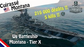 World Of Warships  US Cuirassé Montana  215 000 dégâts 5 kills  Gameplay FR [upl. by Seaver187]