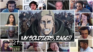 SURVEY CORPS FINAL CHARGE Attack On TItan Season 3 Episode 16  Reaction Mashup [upl. by Attennyl]