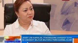 NTG Janet LimNapoles itinangging sangkot siya sa umanoy bilyunbilyong pork barrel scam [upl. by Jenelle]