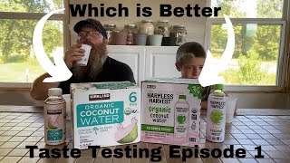 Trying Kirkland vs Harmless Harvest Coconut Water  Taste Testing Episode 1 [upl. by Renard805]