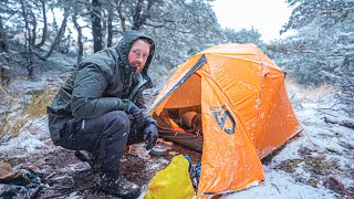 WINTER STORM CAMPING  SNOW  Heavy Rain  Strong Winds  THUNDER [upl. by Larentia771]