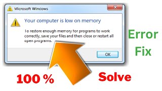 Solve Your computer is low on memory windows 7 in hindi  Computer low memory fix [upl. by Leavy]