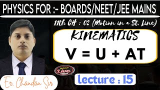 Class11  Physics  Chapter02  KINEMATICS  Lec15  Kinematical equation V  U  AT [upl. by Akeihsal564]