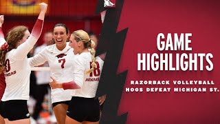 Highlights Arkansas Razorbacks Defeat Michigan State  RAZORBACK VOLLEYBALL [upl. by Jephthah]