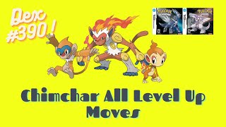 Pokemon Diamond and Pearl  Chimchar All Level Up Moves and Evolutions  Dex Entry 390 [upl. by Brandais]