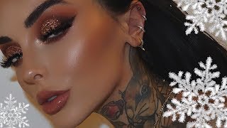 BRONZED amp SPARKLY CHRISTMAS MAKEUP  JINGLE BELLE CHRISTMAS [upl. by Afas969]