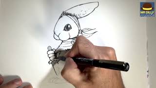 drawalong with Kieran Larwood Learn to draw PODKIN ONEEAR drawingtutorial artactivity [upl. by Norreht]