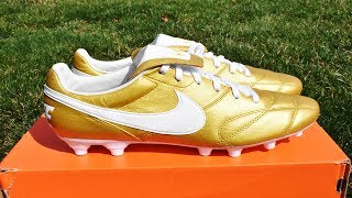 Nike Premier 2 FG 2019 Metallic Vivid Gold White Review  On feet [upl. by Aratnahs]