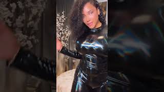 Latex Catsuit Cosplay 😺💕🧜🏼‍♀️ fashion pov latex leather style love ootd shiny grwm ooty [upl. by Dadinirt]