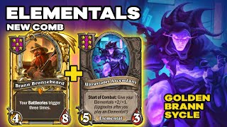 First Elementals Game This Patch  Strong APM Build  Golden Brann  Celty Hearthstone Battlegrounds [upl. by Gradey]