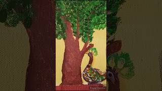 Simple amp beautiful Tree oil painting ShortPeacock Painting Shortsart Peacockundertree [upl. by Hgieleak]