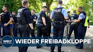 SCHLÄGEREI IN BERLINER FREIBAD 20 Jugendliche prügeln sich im Sommerbad Pankow [upl. by Airal559]