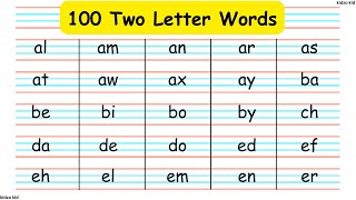 100 Two Letter Words 2 letter words A to Z English 2 letters words English words for kids [upl. by Blithe]