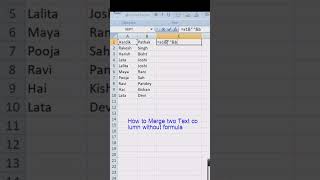 How to merge two text columns without formula exceltips exceltricks excel computer course [upl. by Moser564]