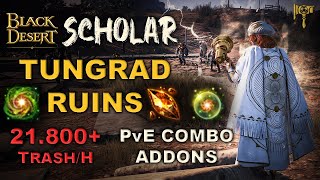 ⚒️ BDO  Scholar is Amazing at Tungrad Ruins But   21800 P Hour Lv2 Only  Combo amp Addons [upl. by Yazbak]