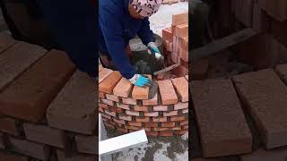 Red brick fireplace building process [upl. by Pete]