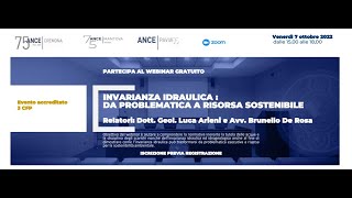 WEBINAR ANCE PAVIA INVARIANZA IDRAULICA DA PROBLEMATICA A RISORSA SOSTENIBILE [upl. by Rosalee770]