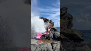 Real mermaid sighting at natural Hawaiian blow hole mermaid h2o beach travel hawaii ocean [upl. by Farley]