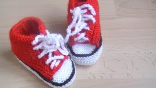 chausson basket pour bebe au tricot 2 partie [upl. by Grove678]